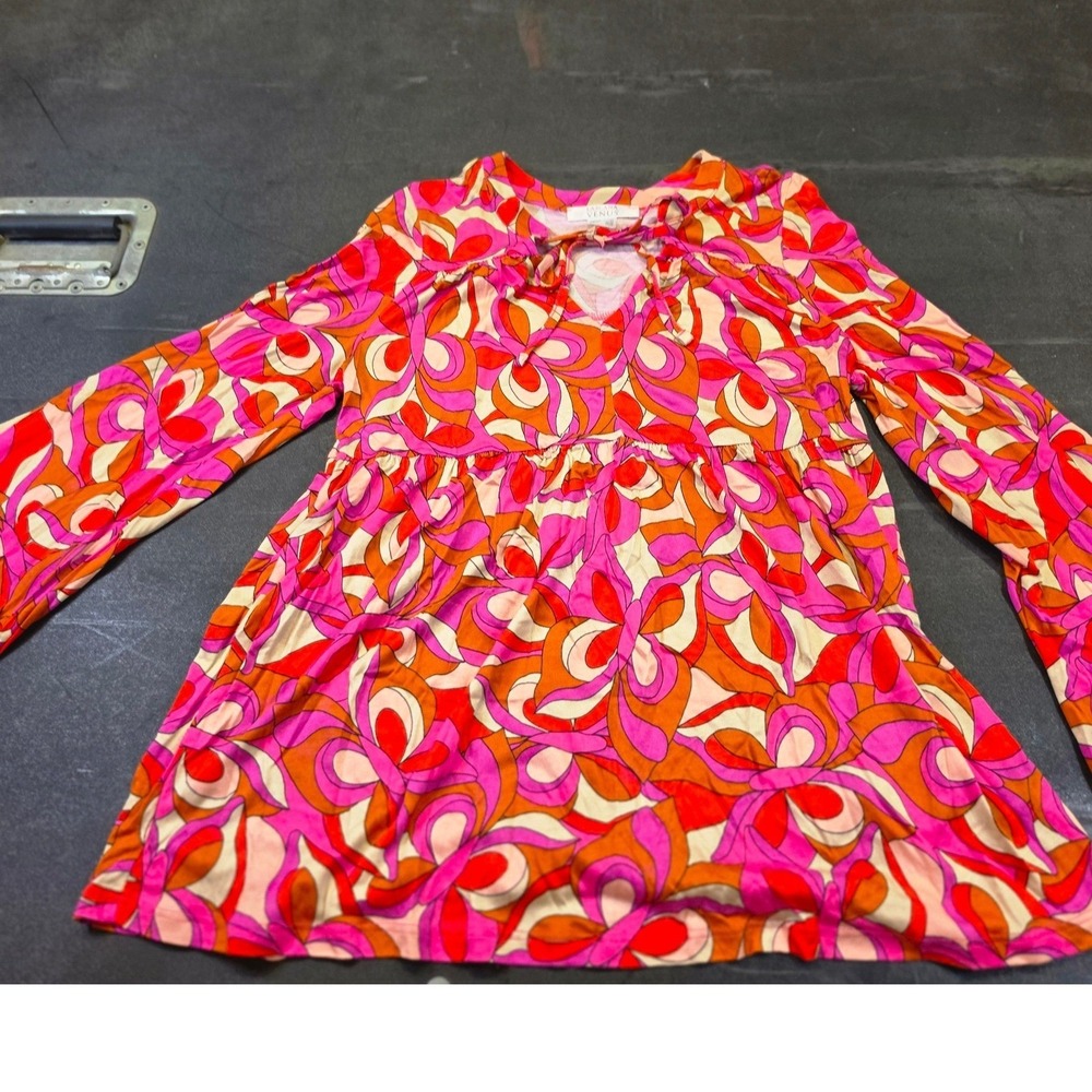 Lascana for Venus Pink Orange Retro Psychedelic Floral Babydoll Top XS